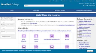 Student links and resources | Bradford College