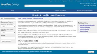 How to Access Electronic Resources | Bradford College