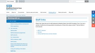 Staff links | BDCT - Bradford District Care NHS Foundation Trust