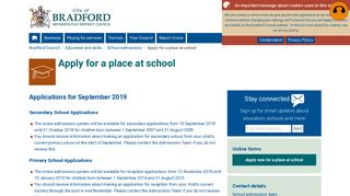 Apply for a place at one of Bradford District's schools | Bradford Council