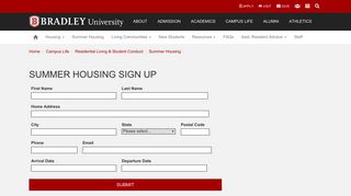 Summer Housing Sign Up - Bradley University