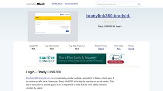 Bradylink360.bradyid.com website. Login - Brady LINK360.