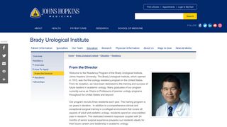 From the Director | Johns Hopkins Brady Urological Institute