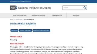 Brain Health Registry - National Institute on Aging