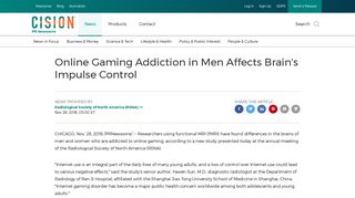 Online Gaming Addiction in Men Affects Brain's Impulse Control