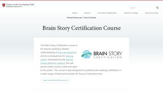 Brain Story Certification Course - Center on the Developing Child at ...