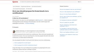 How one should prepare for brain bench Java certification? - Quora
