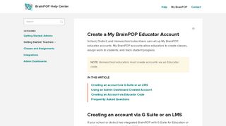 Create a My BrainPOP Educator Account - BrainPOP Help Center