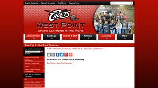 West Point Public Schools - Brain Pop Jr - West Point Elementary