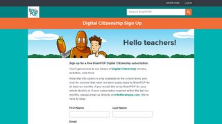 Digital Citizenship Sign Up - BrainPOP