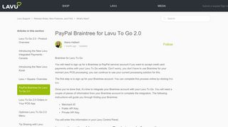 PayPal Braintree for Lavu To Go 2.0 – Lavu Support