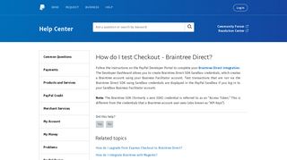 How do I test Checkout - Braintree Direct? - PayPal