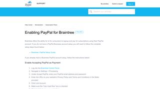 Enabling PayPal for Braintree – Help Center - Support - Zype