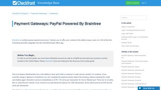 Payment Gateways: PayPal Powered By Braintree – Checkfront Support