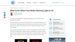 What to Do When Your Brake Warning Light Is On - RepairPal