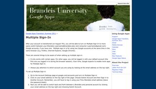 Multiple Sign-In - Brandeis University Google Apps - Google Sites