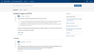 Unable to login to LATTE - Brandeis Knowledge Base