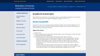 Grades and Transcripts | Graduate Professional Studies | Brandeis ...