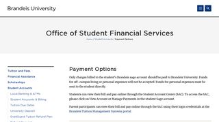 Payment Options | Student Accounts | Office of ... - Brandeis University