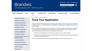 Track Your Application | Apply | Undergraduate ... - Brandeis University