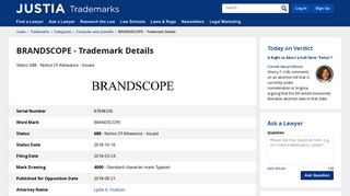 BRANDSCOPE Trademark Application of Brandscope, LLC - Serial ...