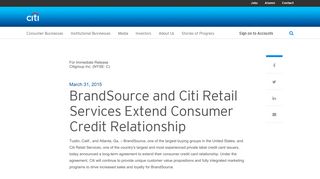 BrandSource and Citi Retail Services Extend Consumer ... - Citigroup