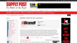 Brandt Tractor - Heavy Construction Equipment For Sale | Supply Post ...