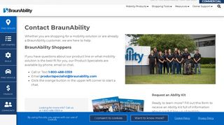 BraunAbility - Wheelchair Vans, SUVs & Wheelchair Lifts - Contact