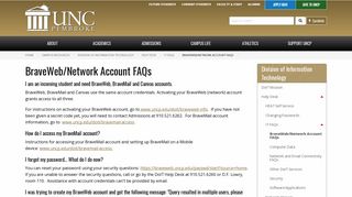 BraveWeb/Network Account FAQs | The University of North Carolina ...