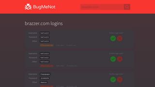 brazzer.com passwords - BugMeNot