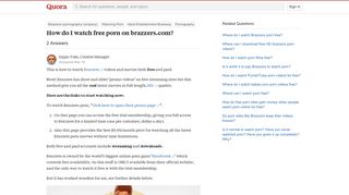 How to watch free porn on brazzers.com - Quora