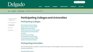 Participating Colleges and Universities - Delgado Community College