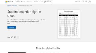 Student detention sign-in sheet - Office templates & themes