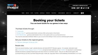 Individual Tickets - New Zealand Breakers | Official