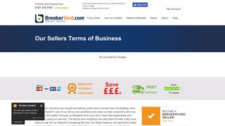 Our Sellers Terms Of Business - BreakerYard.com