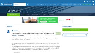 Intermittent Network Connection problem- ping timeout - TechRepublic