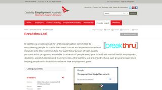 Breakthru - Provider Search - Disability Employment Australia