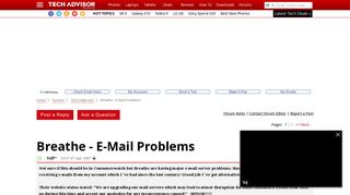 Breathe - E-Mail Problems - Forum Thread - Tech Advisor