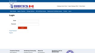 Login - Breck's Canada Customer Service