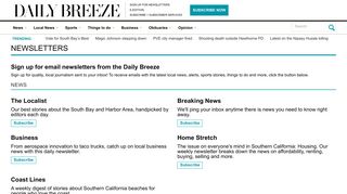 Sign up for newsletters from the Daily Breeze