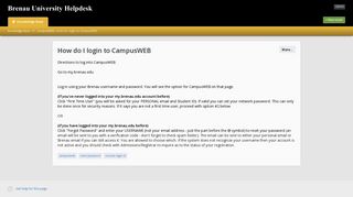 How do I login to CampusWEB - Brenau University Helpdesk - JitBit