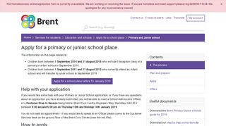 Brent Council - Apply for a primary or junior school place