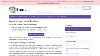 Brent Council - Make an in-year application