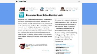 Brentwood Bank Online Banking Login - CC Bank