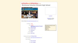 Schools Web Directory: Brentwood Ursuline Convent High School