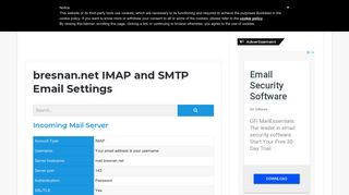 bresnan.net IMAP and SMTP Email Settings
