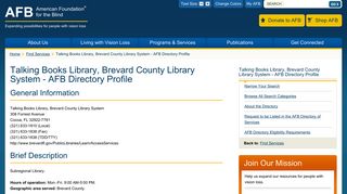 Talking Books Library, Brevard County Library System - AFB Directory ...