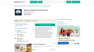 Brewer FCU - 2 Locations, Hours, Phone Numbers … - Branchspot