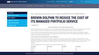 Brewin Dolphin to reduce the cost of its Managed Portfolio Service ...