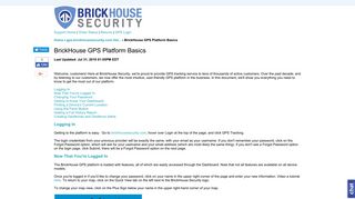 Product Support | BrickHouse Security BrickHouse GPS Platform Basics
